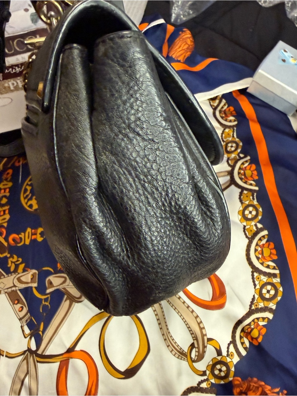 Michael Kors Black Leather & Suede Top Handle Crossbody Satchel - Picture 11 of 15